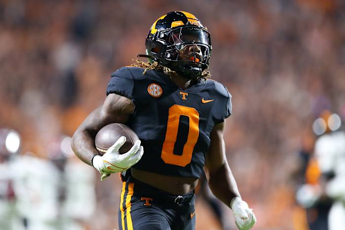 Tennessee Volunteers RB Jaylen Wright during the win over South Carolina. (Photo by Randy Sartin of USA Today Sports)